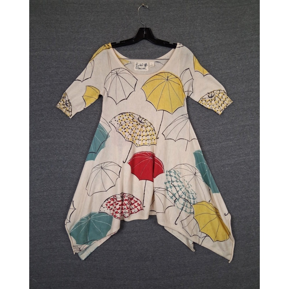 Field Flower Womens Sweater‎ S Tunic Handkerchief Cashmere Blend Umbrella Whimsy